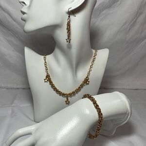 Stars Celestial Gold Earrings Necklace Bracelet Jewelry Set